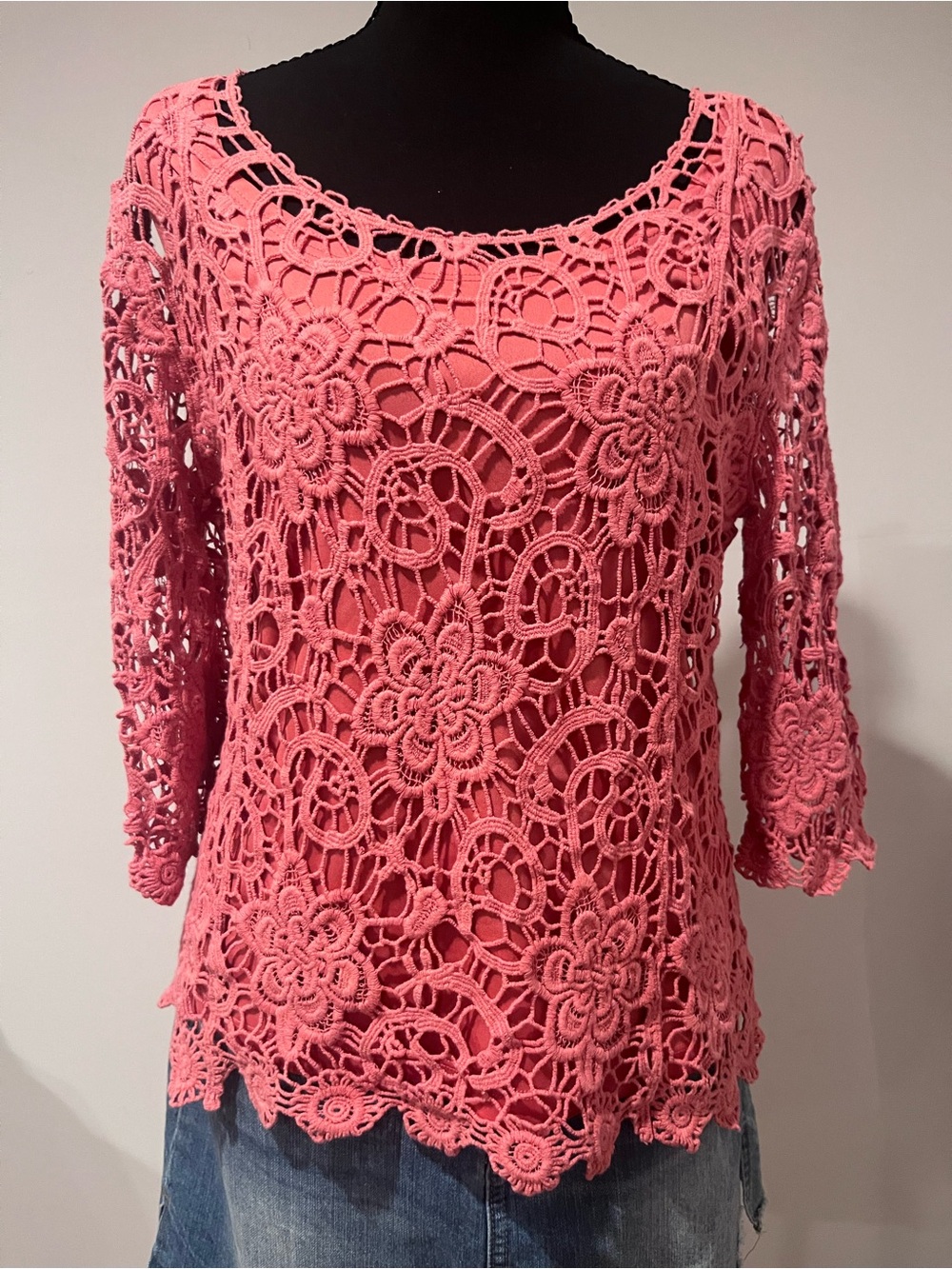 Christopher Banks Coral Crochet Lace Top